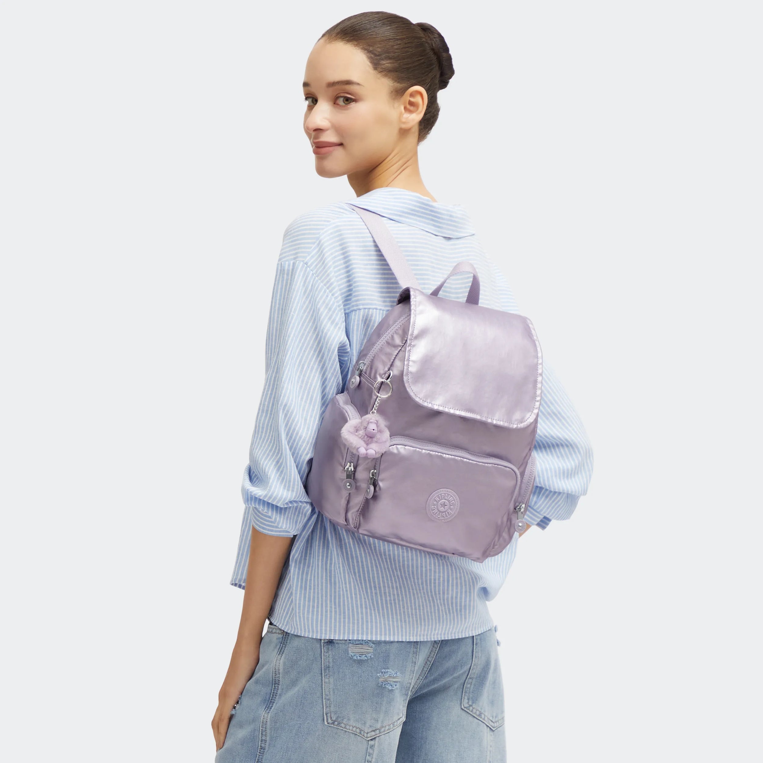 City Zip Small Metallic Backpack - Image 2